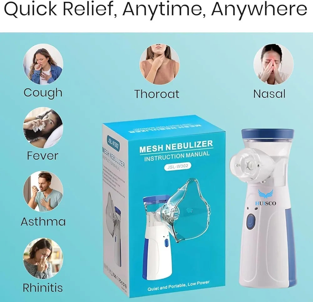 Portable Mesh Nebulizer for Adults & Kids – Quiet, Compact, and Effective for Cough, Cold, and Asthma Relief